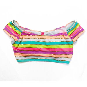 Victoria's Secret Multi Striped Bikini Top Size M rainbow built in bra